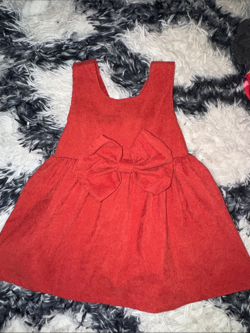 Girls Red Bow-Front Knit Dress